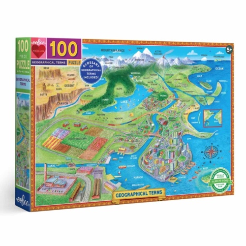 Eeboo 100 Piece Puzzle - Geographical Terms