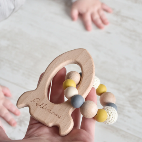 Pellianni Teething and Clutching Toy Mustard