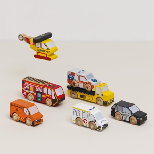 Le Toy Van Wooden Emergency Vehicle Set