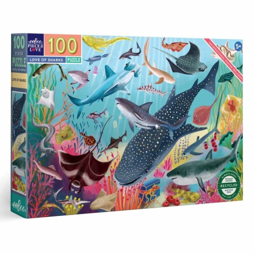 Eeboo 100 Piece Puzzle - Love of Sharks