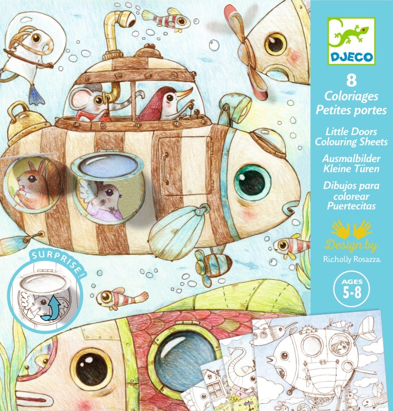 Djeco Little Doors Colouring Sheets - Malo's Trip DJ09684