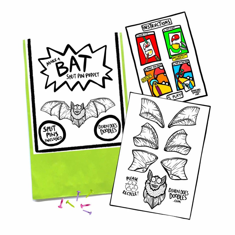 Dixon Does Doodles Split Pin Puppet - Bat